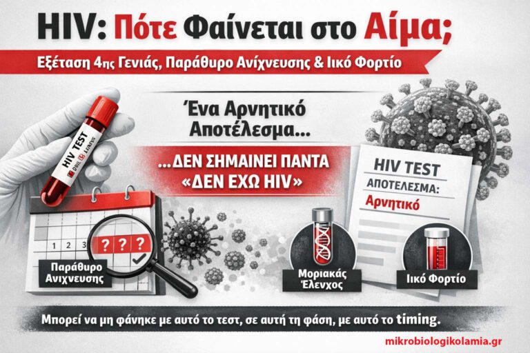 HIV: πότε φαίνεται στο αίμα, εξέταση 4ης γενιάς, παράθυρο ανίχνευσης και ιικό φορτίο