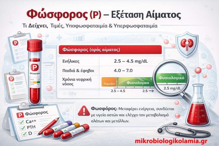 Φώσφορος (P) Αίματος: Τιμές, Υποφωσφαταιμία & Υπερφωσφαταιμία