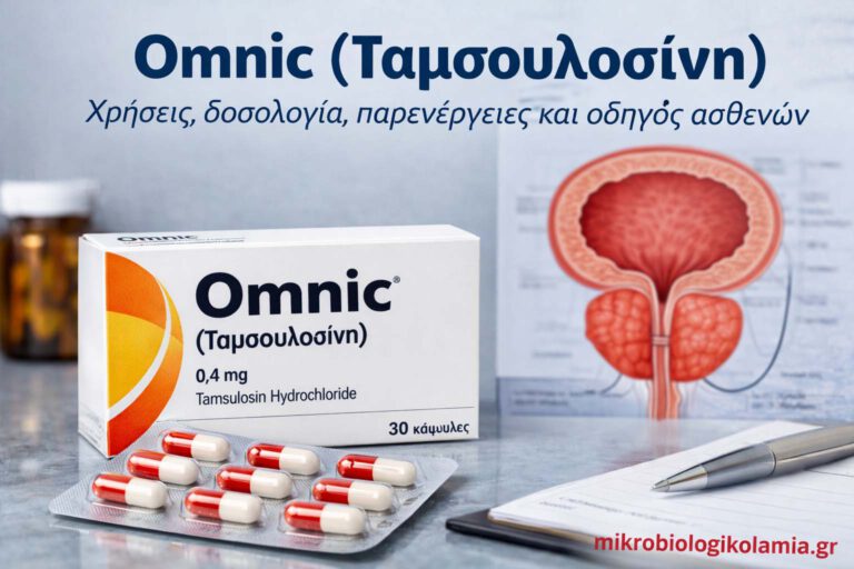 Omnic (Ταμσουλοσίνη): Συμπτώματα ΚΥΠ & ανακούφιση ούρησης | Μικροβιολογικό Λαμία