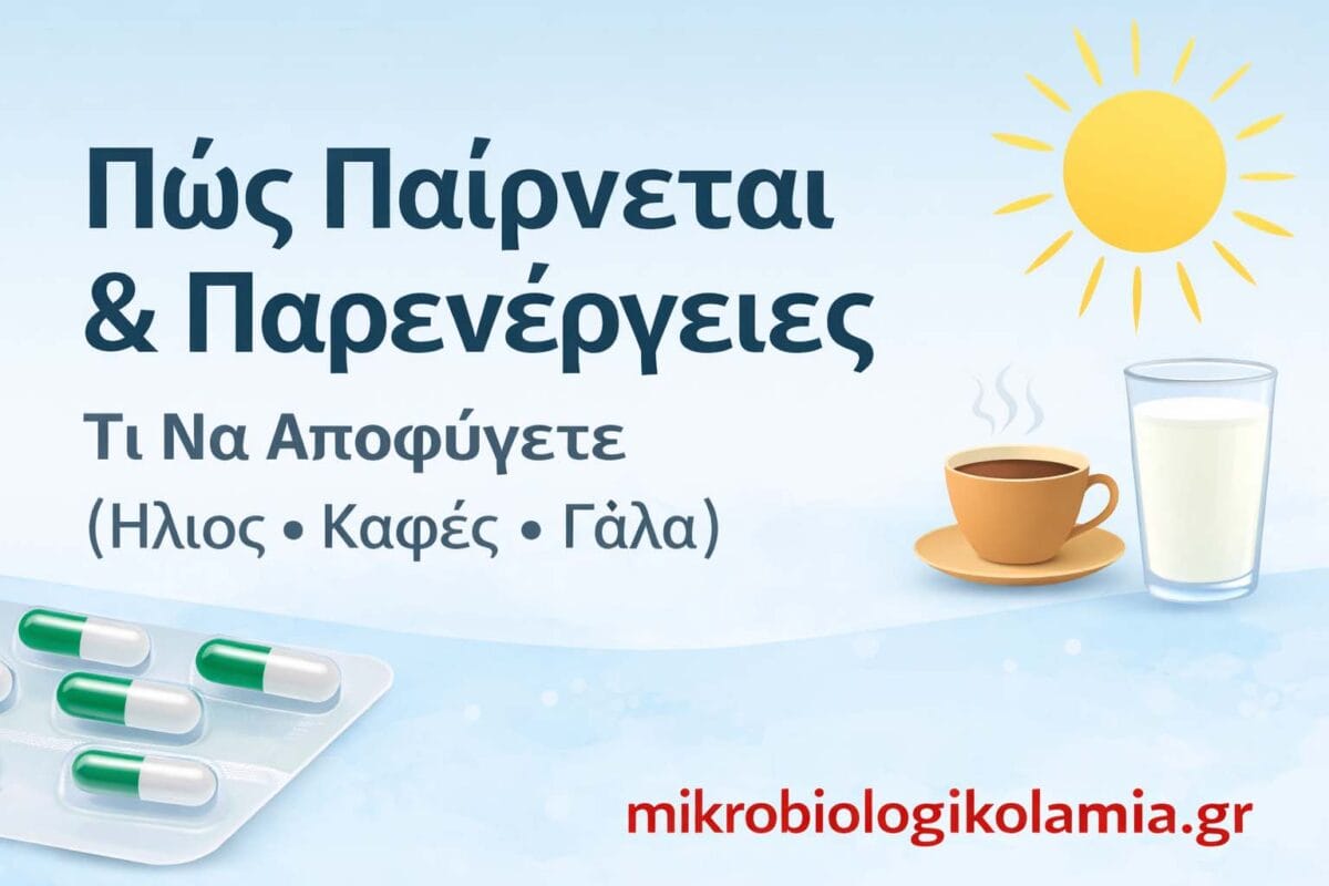 Vibramycin δοξυκυκλίνη πώς παίρνεται σωστά παρενέργειες φωτοευαισθησία και τι να αποφεύγετε