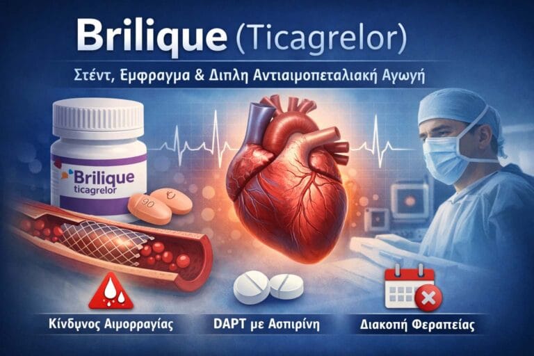 Brilique (Ticagrelor) – Stent, Έμφραγμα & Διπλή Αντιαιμοπεταλιακή Αγωγή