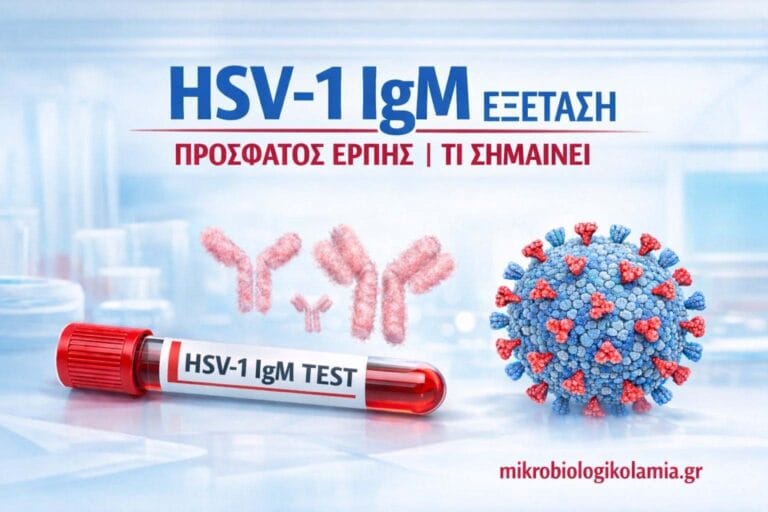 HSV-1 IgM εξέταση αίματος για πρόσφατο έρπη με αντισώματα και ιό HSV-1