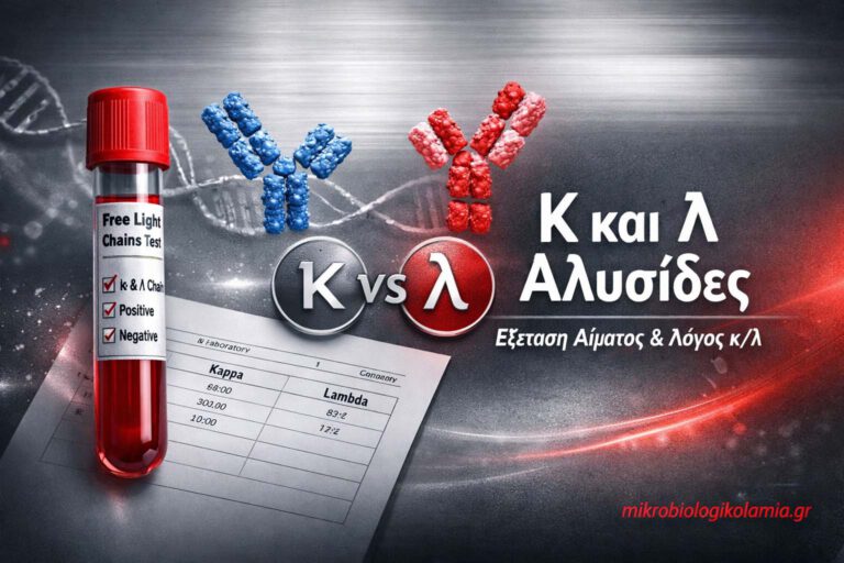 Κ και λ αλυσίδες αίματος με απεικόνιση free light chains, εξέταση αίματος και λόγο κ προς λ