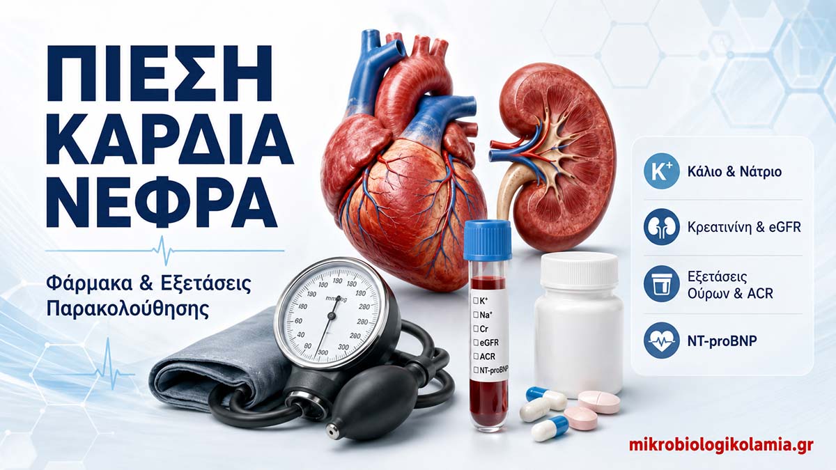 farmaka piesi kardia nefra exetaseis parakolouthisis mikrobiologikolamia