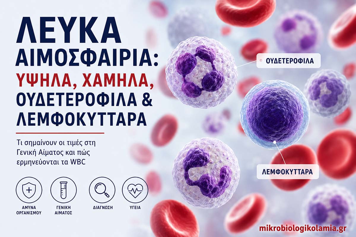 lefka aimosfairia ypsila xamila oudeterofila lemfokyttara mikrobiologikolamia