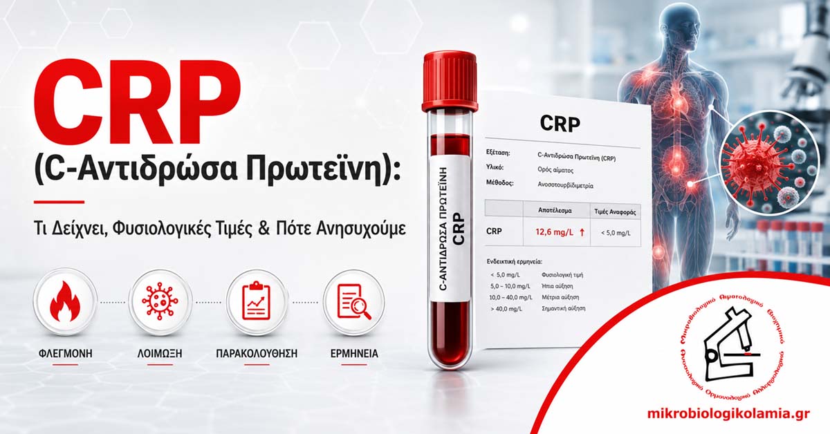CRP (C-Αντιδρώσα Πρωτεΐνη): Τι Δείχνει, Φυσιολογικές Τιμές & Πότε Ανησυχούμε