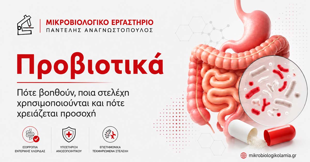 Προβιοτικά με απεικόνιση εντέρου και αναφορά στα στελέχη, στη χρήση τους και στις περιπτώσεις που χρειάζεται προσοχή