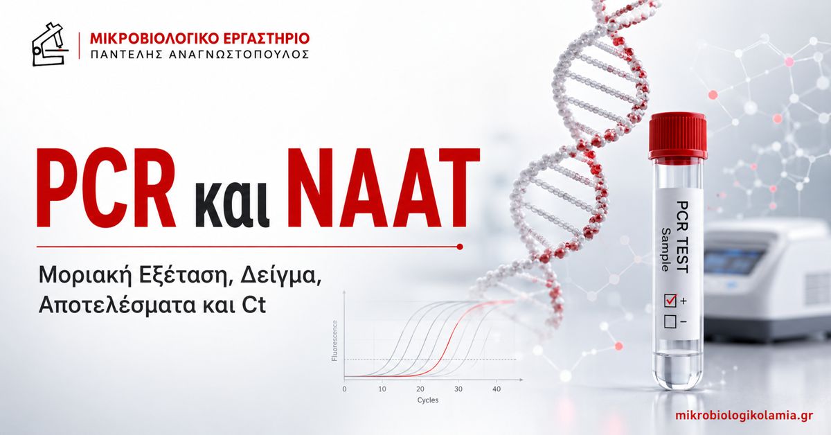 PCR και NAAT – Μοριακή εξέταση, τύπος δείγματος, αποτελέσματα και τιμή Ct