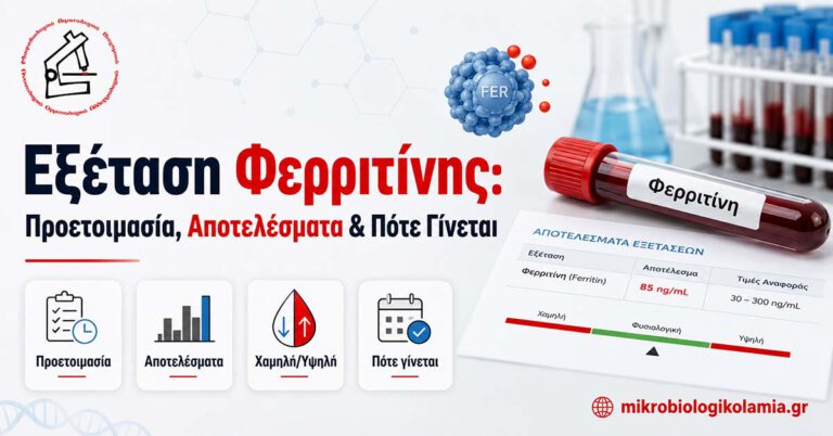 Εξέταση φερριτίνης με σωληνάριο αίματος και έντυπο αποτελεσμάτων – προετοιμασία και ερμηνεία