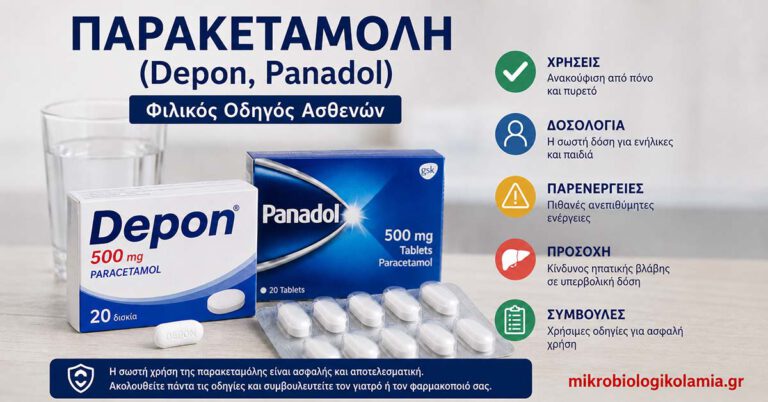 Παρακεταμόλη Depon και Panadol με οδηγίες για χρήσεις, δοσολογία, παρενέργειες και κίνδυνο ηπατικής βλάβης από υπερδοσολογία