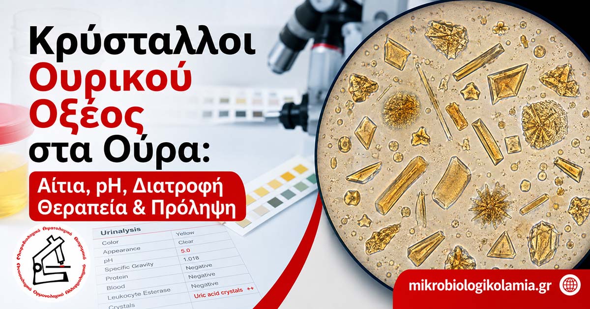 Κρύσταλλοι ουρικού οξέος στα ούρα – Αίτια, pH, διατροφή, θεραπεία & πρόληψη
