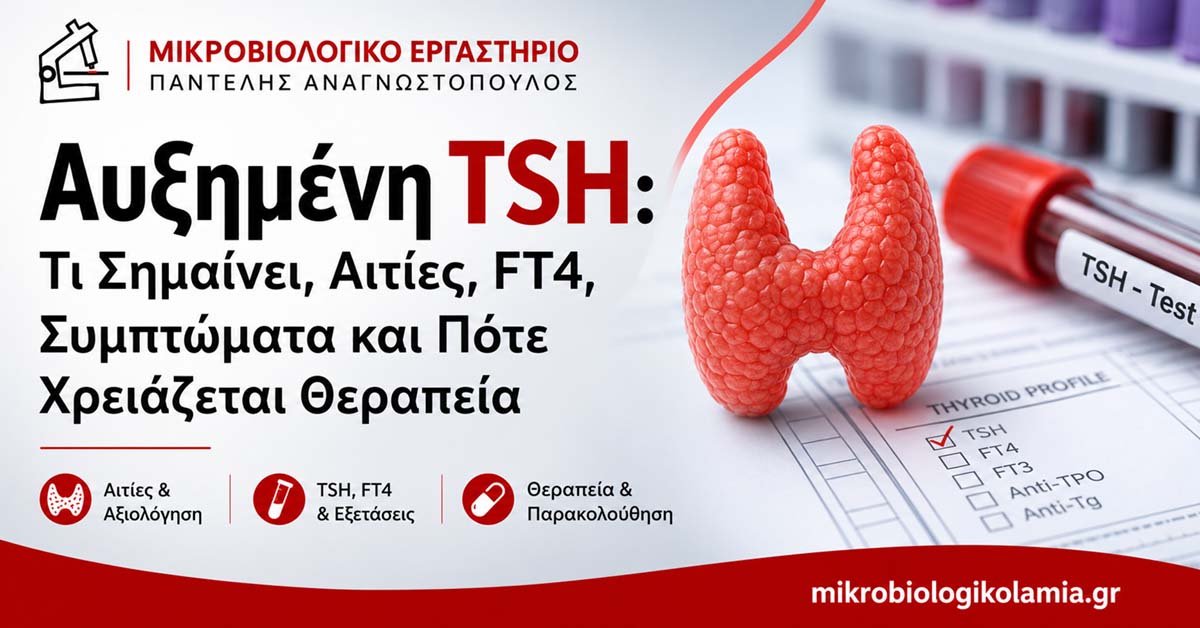 Αυξημένη TSH: Αιτίες, FT4, Συμπτώματα και Θεραπεία 1 Αυξημένη TSH με απεικόνιση θυρεοειδούς και εξέταση αίματος TSH και FT4