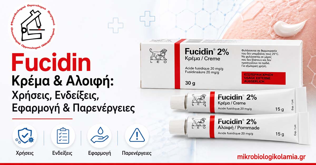 Fucidin Κρέμα & Αλοιφή: Χρήσεις, Ενδείξεις, Εφαρμογή & Παρενέργειες 1 Fucidin 2% κρέμα και αλοιφή με συσκευασίες και σωληνάρια – χρήσεις, εφαρμογή και παρενέργειες