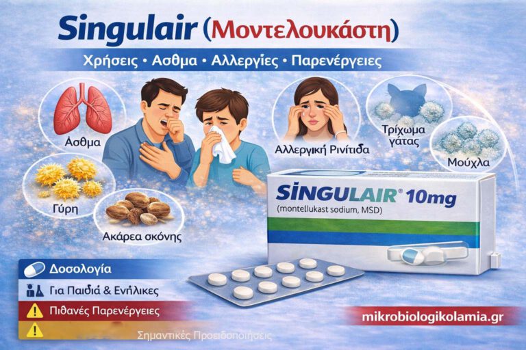 Singulair: Χρήσεις, Παρενέργειες, Δοσολογία, Άσθμα & Αλλεργική Ρινίτιδα