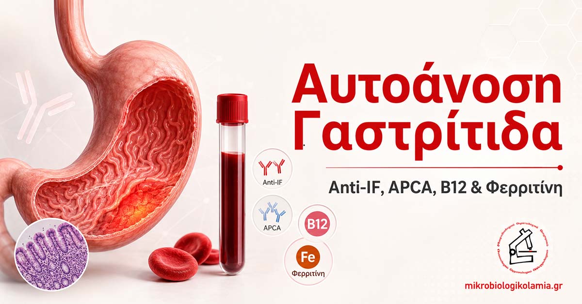 Αυτοάνοση Γαστρίτιδα: Β12, Anti-IF, APCA & Φερριτίνη 1 Αυτοάνοση γαστρίτιδα με απεικόνιση στομάχου και εξετάσεις Anti-IF, APCA, βιταμίνης Β12 και φερριτίνης
