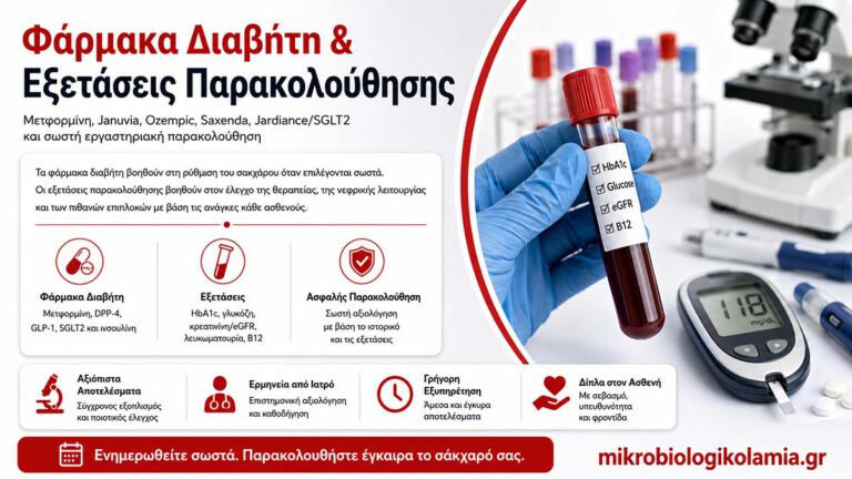 Φάρμακα διαβήτη μετφορμίνη Ozempic Januvia SGLT2 και εξετάσεις παρακολούθησης