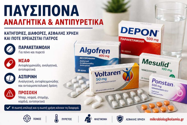 Παυσίπονα, αναλγητικά και αντιπυρετικά – κατηγορίες, διαφορές και ασφαλής χρήση