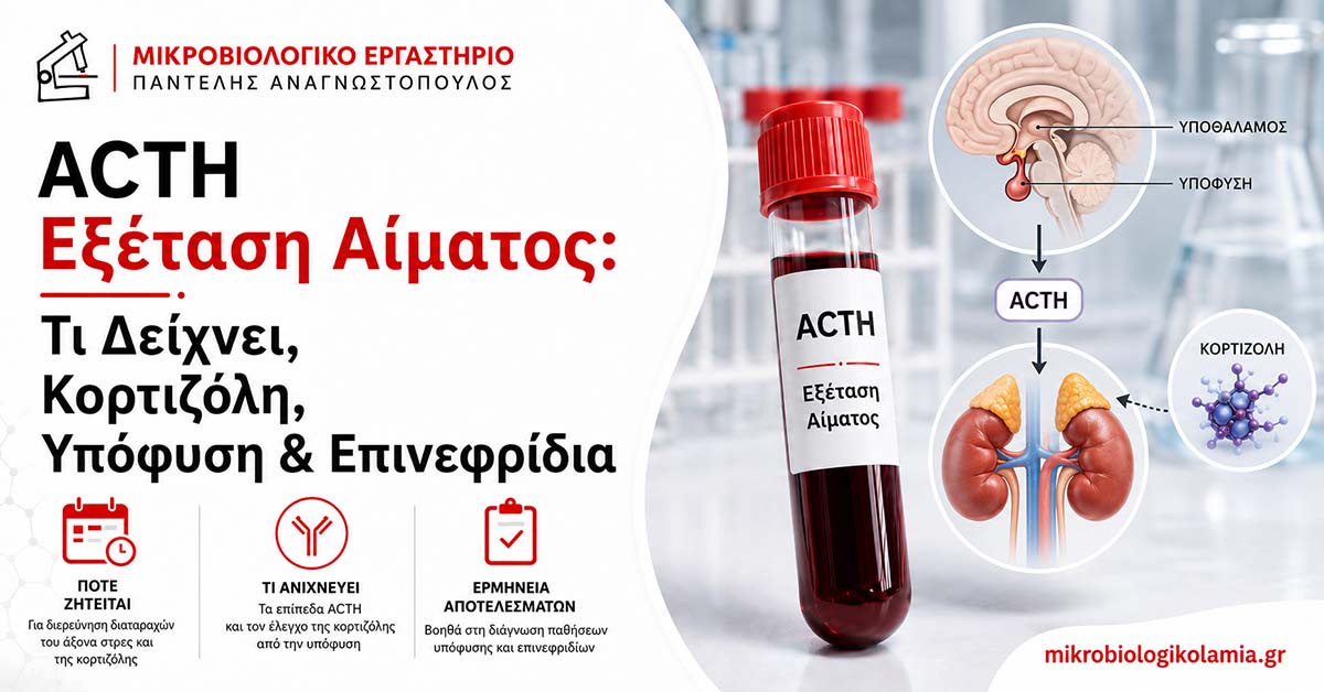 ACTH Εξέταση Αίματος: Τι Δείχνει, Κορτιζόλη & Επινεφρίδια