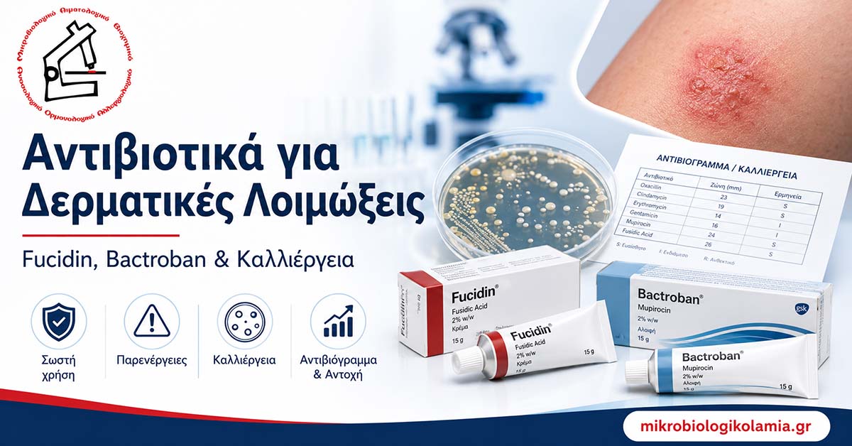 Αντιβιοτικά για δερματικές λοιμώξεις με Fucidin, Bactroban, καλλιέργεια και αντιβιόγραμμα