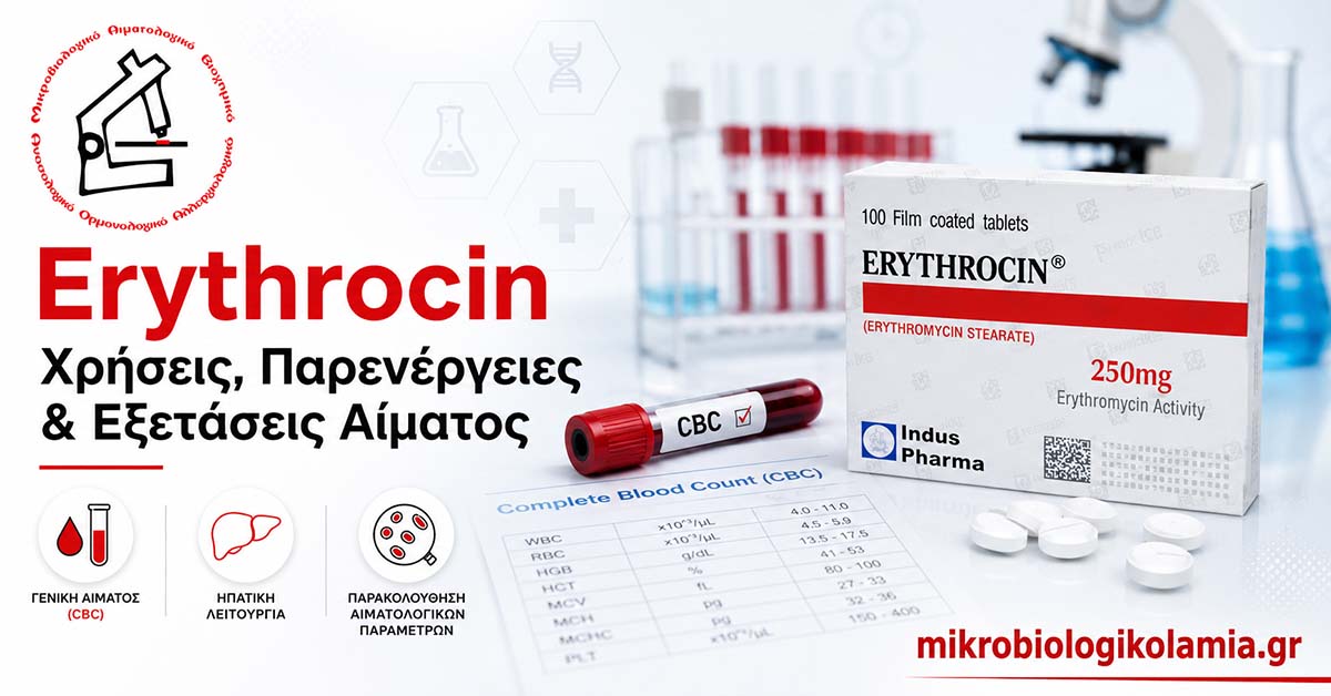 Erythrocin: Χρήσεις, Παρενέργειες & Εξετάσεις Αίματος