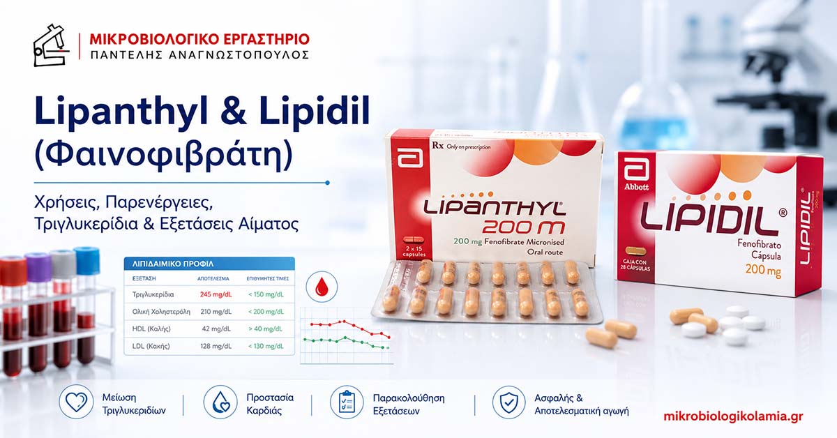 Lipanthyl & Lipidil: Τριγλυκερίδια, Παρενέργειες & Εξετάσεις