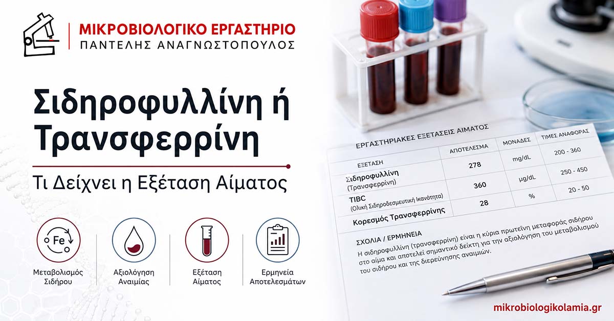 Σιδηροφυλλίνη ή Τρανσφερρίνη: Τι Δείχνει η Εξέταση Αίματος 1 Σιδηροφυλλίνη ή τρανσφερρίνη: τι δείχνει η εξέταση αίματος, με σωληνάρια αίματος και εργαστηριακά αποτελέσματα μεταβολισμού σιδήρου