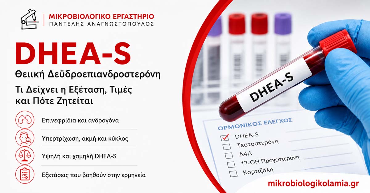 DHEA-S Θειική Δεϋδροεπιανδροστερόνη: Τι Δείχνει η Εξέταση
