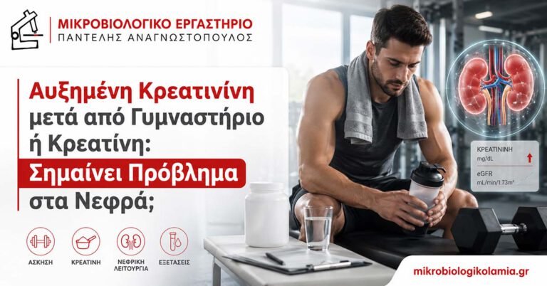 Αυξημένη κρεατινίνη μετά από γυμναστήριο ή λήψη κρεατίνης και έλεγχος νεφρικής λειτουργίας