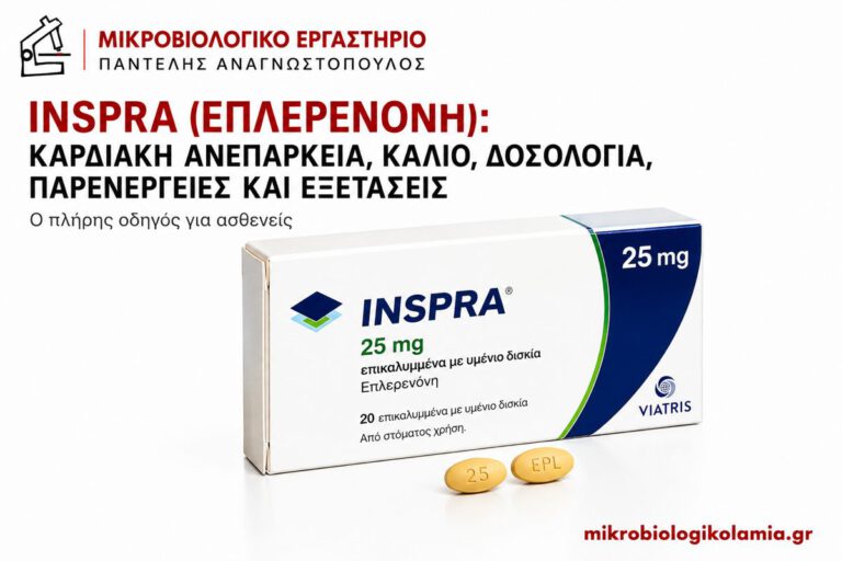 Inspra (Επλερενόνη): Δοσολογία, Κάλιο & Παρενέργειες 1 Inspra επλερενόνη 25 mg για καρδιακή ανεπάρκεια, κάλιο και εργαστηριακό έλεγχο