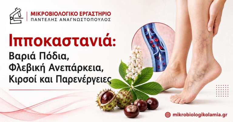 Ιπποκαστανιά για Βαριά Πόδια: Χρήση και Παρενέργειες 3 Ιπποκαστανιά με καρπούς και φύλλα δίπλα σε πόδια με κιρσούς και φλεβική ανεπάρκεια
