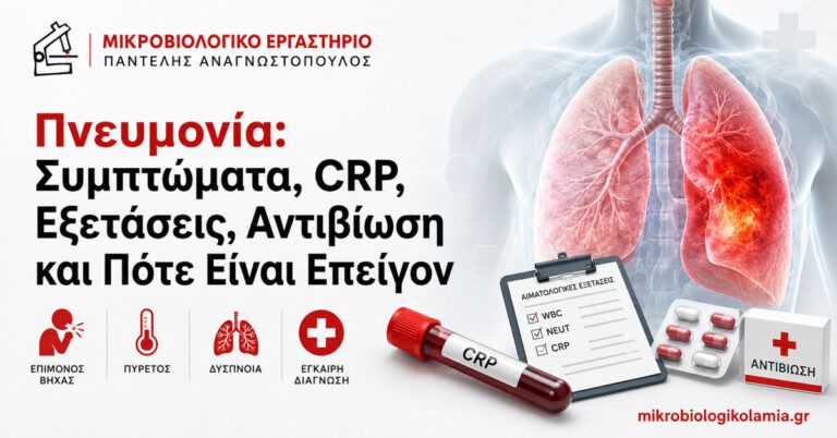 Πνευμονία: Συμπτώματα, CRP, Εξετάσεις και Αντιβίωση 1 Πνευμονία – συμπτώματα, CRP, εξετάσεις, αντιβίωση και πότε είναι επείγον
