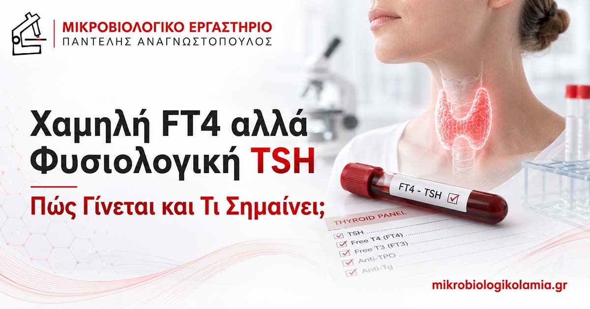 Χαμηλή FT4 Φυσιολογική TSH: Τι Σημαίνει; 1 Χαμηλή FT4 αλλά φυσιολογική TSH – εξέταση θυρεοειδούς και ερμηνεία αποτελεσμάτων