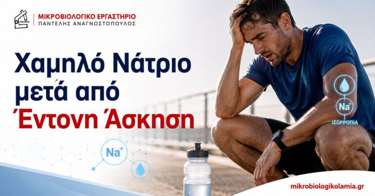 Χαμηλό νάτριο μετά από έντονη άσκηση και διαταραχή ισορροπίας υγρών και ηλεκτρολυτών