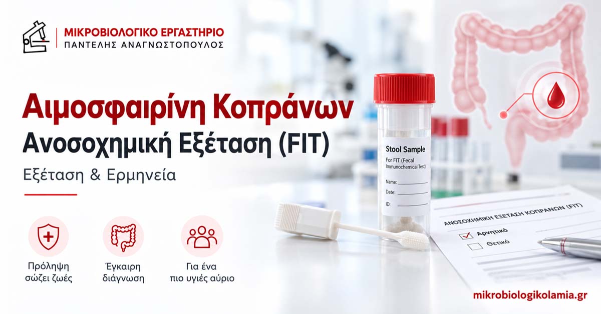 Αιμοσφαιρίνη Κοπράνων (FIT): Ερμηνεία | Μικροβιολογικό Λαμία
